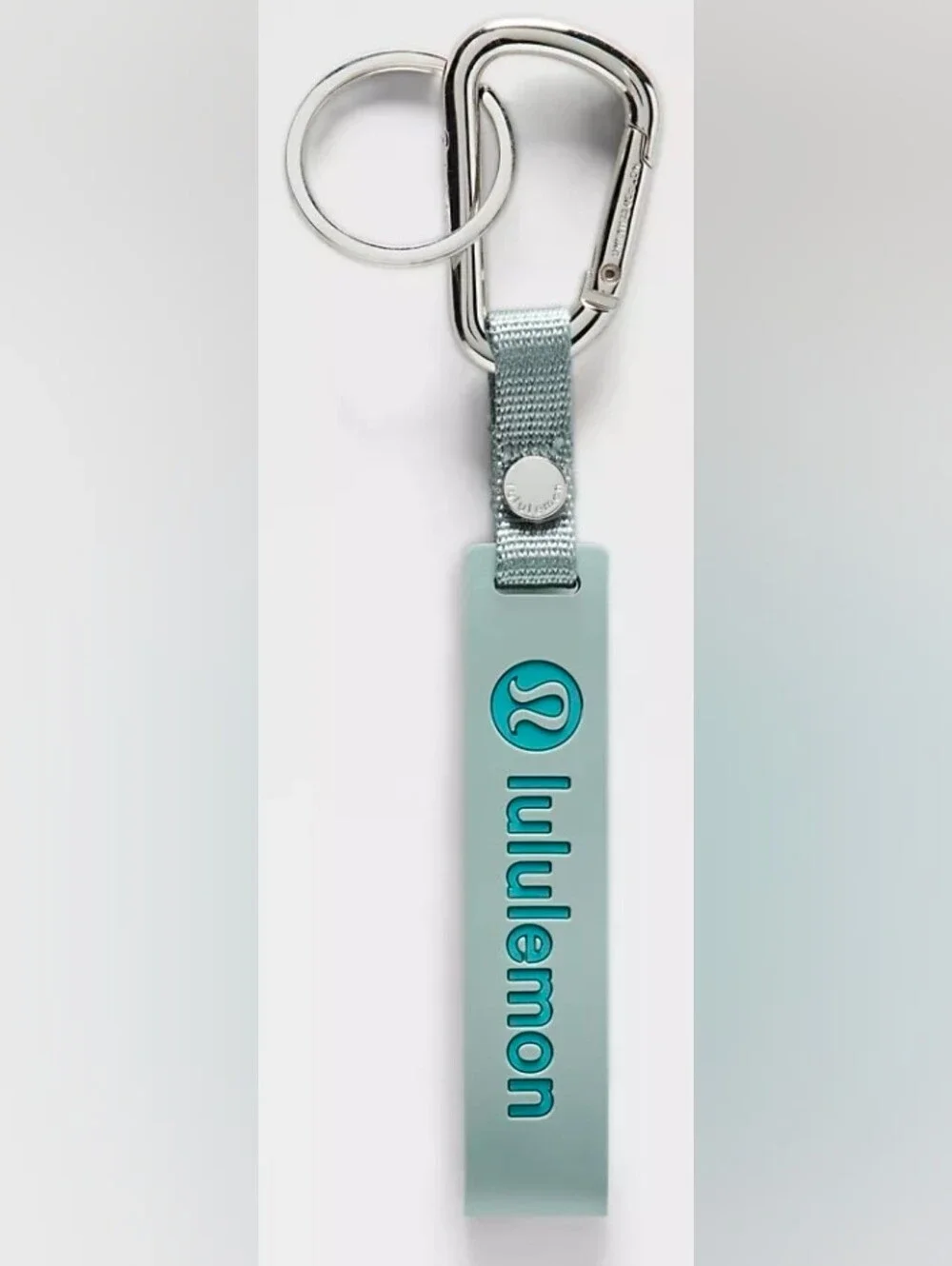 lululemon athletica Teal Silicone Keychain with Silver Hardware